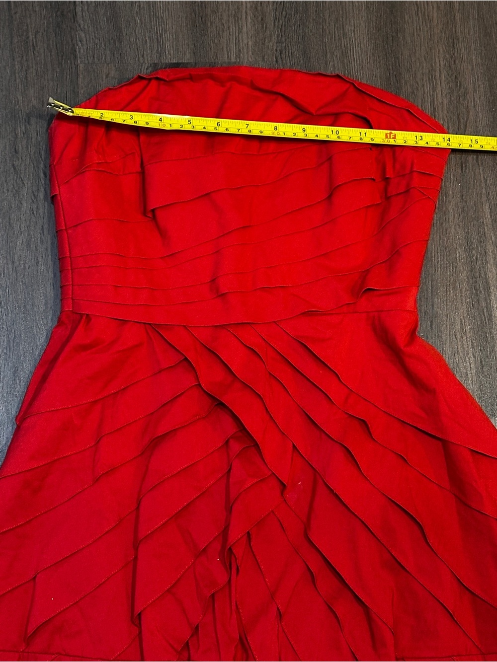 Romantic Party Wedding Guest Rose Red Bubble Hem Strapless Rose Coquette Dress - Picture 8 of 12